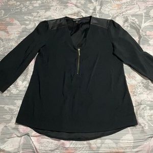 Express black top with zipper and faux leather
